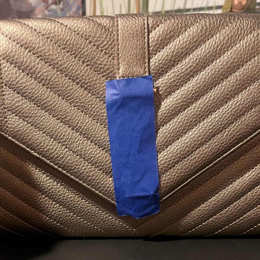 Metallic Bronze Chevron Quilted Women’s Clutch Bag